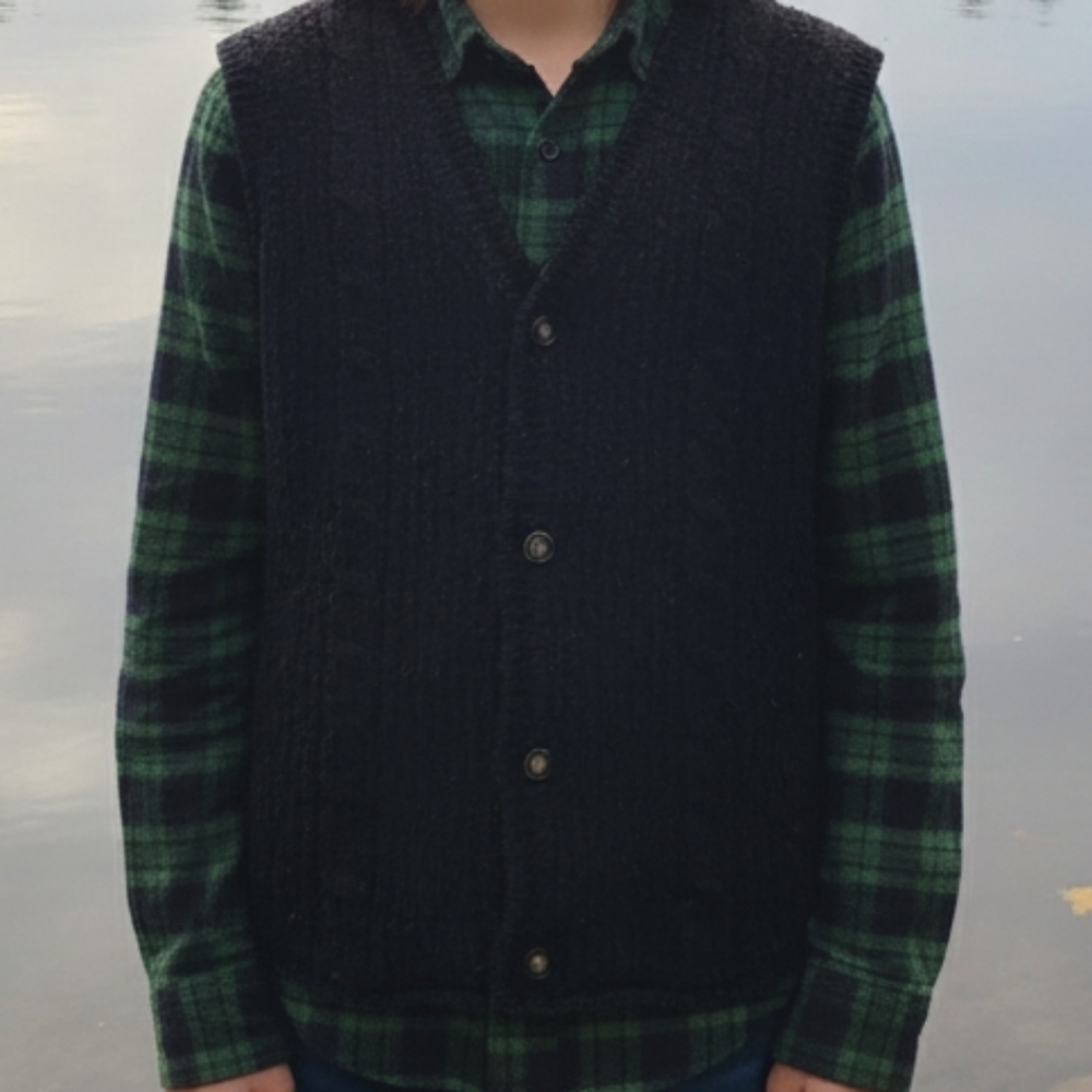 Field Gear Kids knit  button up wool blend vest